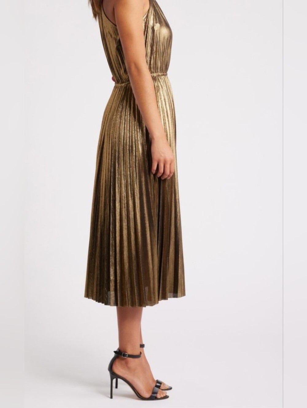 Chelsea28 Metallic Pleated Dress